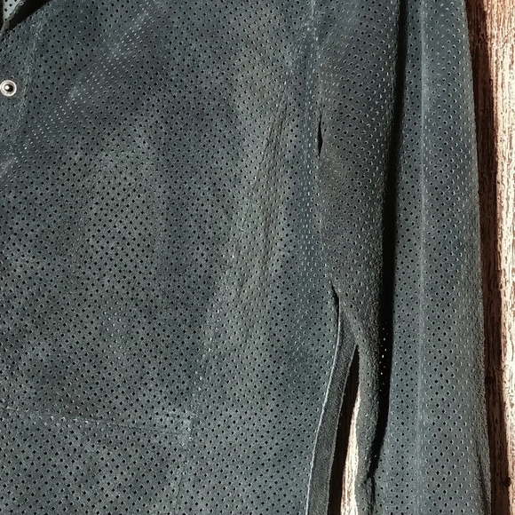 Ecru suede perforated fitted snap bluish gray soft pliable western street wear s - Picture 7 of 16